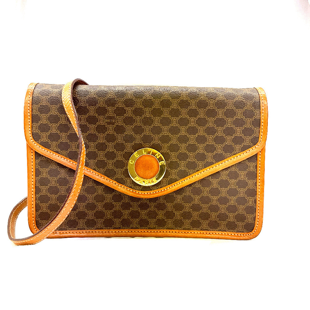 Celine Circle Logo Shoulder Bag Brown Macadam